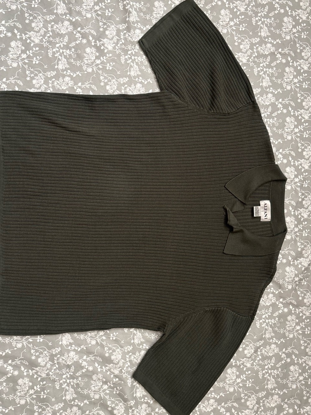 Alfani Dark Green Ribbed Polo Shirt